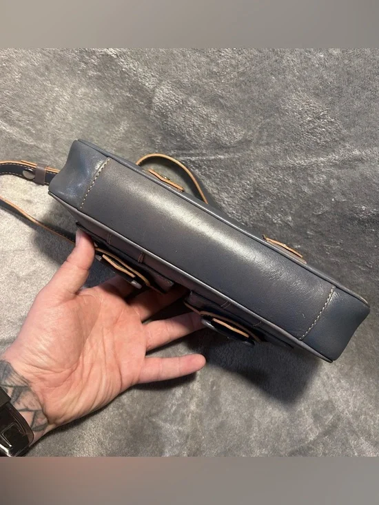 Kenneth Cole Two Tone Leather Buckle Bag w/ Silver Hardware - Picture 7 of 8